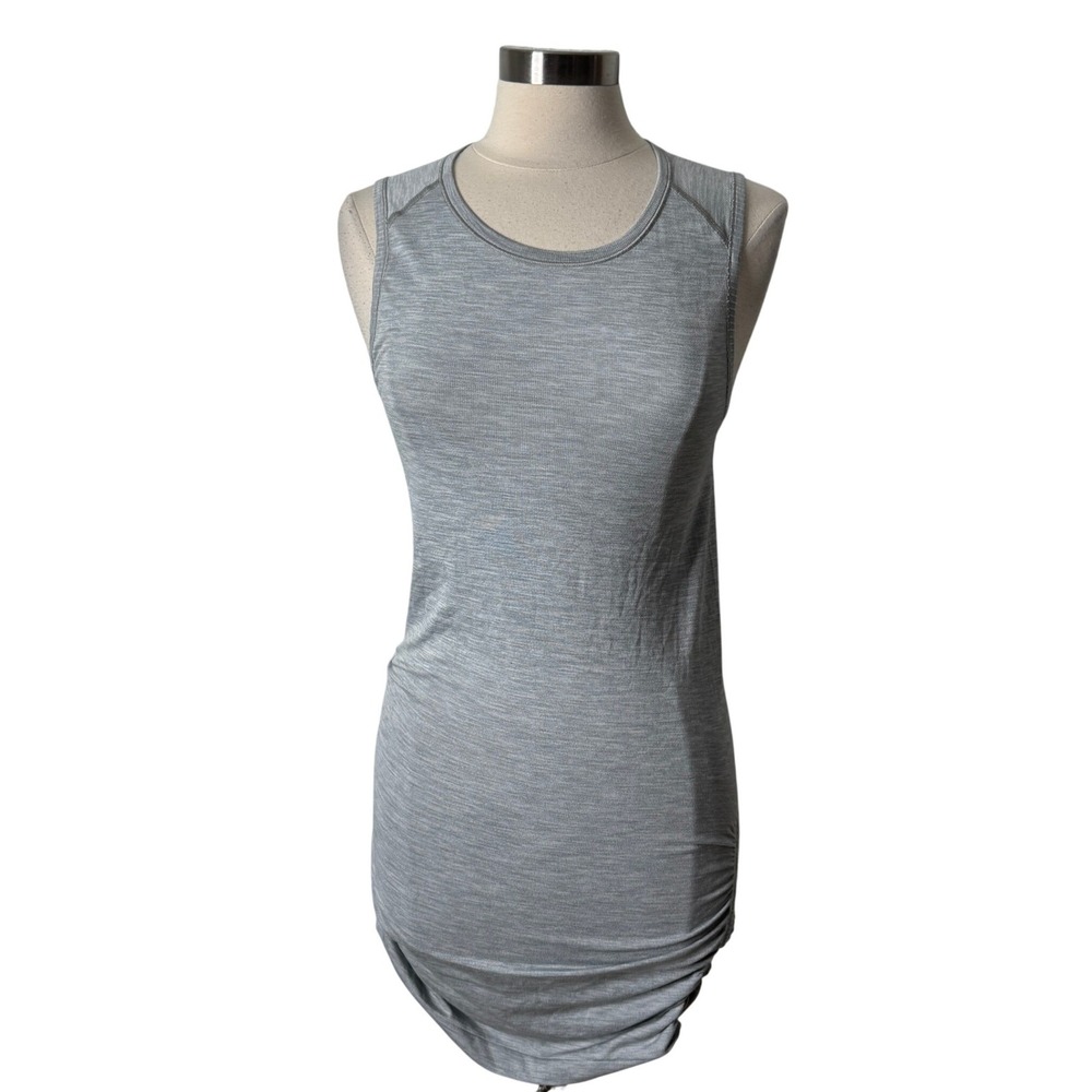 Lululemon In the Flow Heathered Grey Ruched Side Sleeveless Tank Dress Womens 6